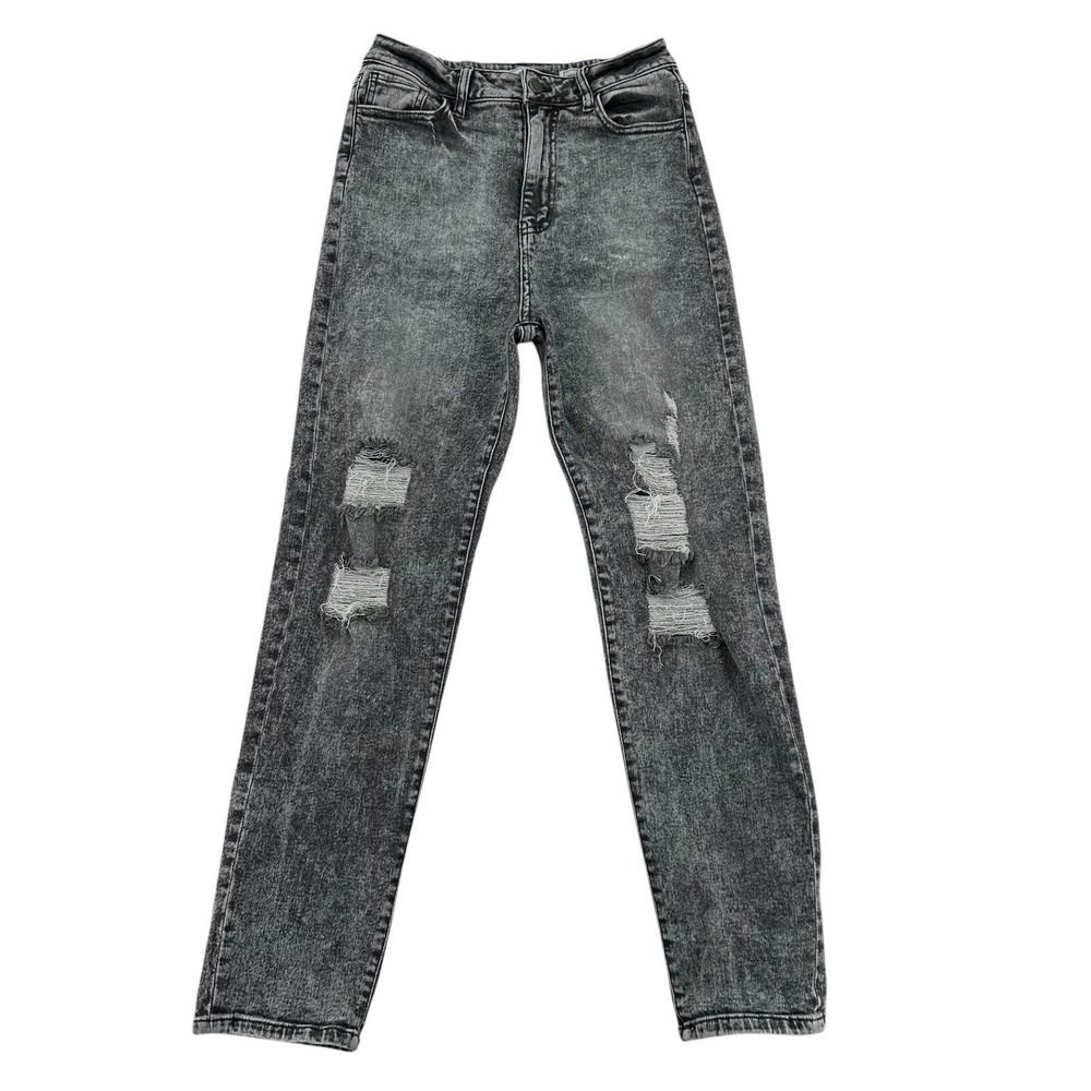 KanCan Signature Baggy Fit High Rise Distressed Acid Wash Grey Jeans Y2K Sz 27